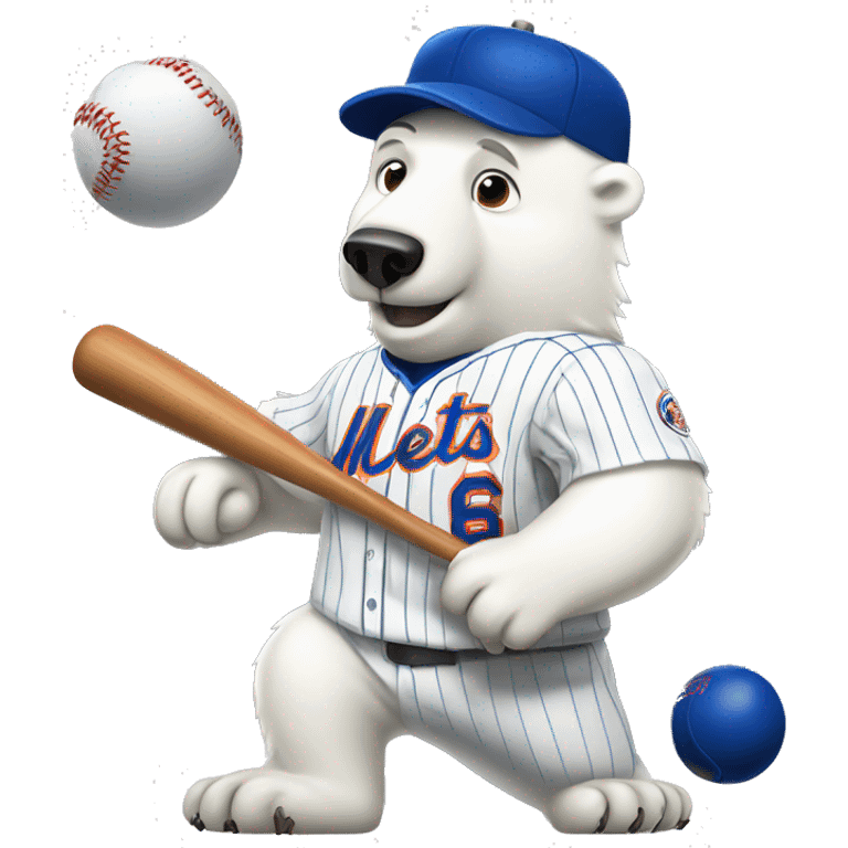 New York Mets polar bear hitting a homerun emoji