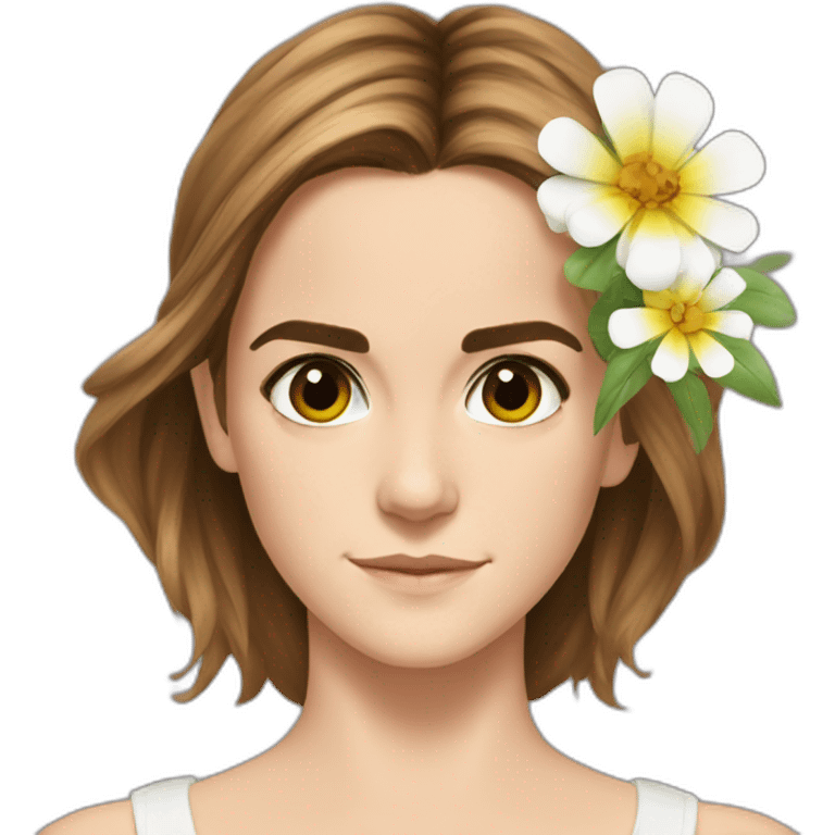 Emma Watson qui tient une fleur emoji