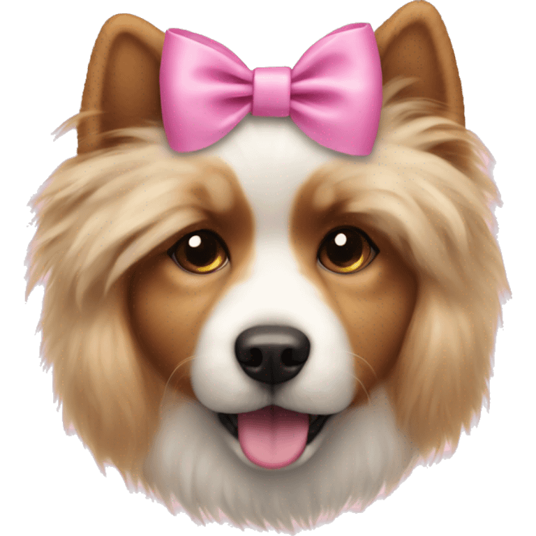 Fluffy dog wearing pink bow  emoji