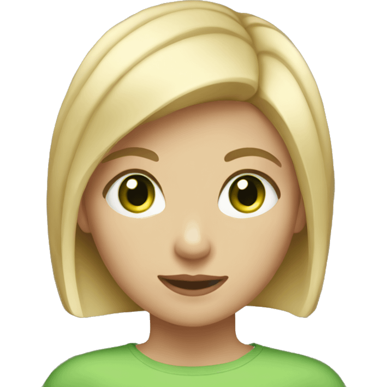 Girl with short blonde hair and green eyes emoji