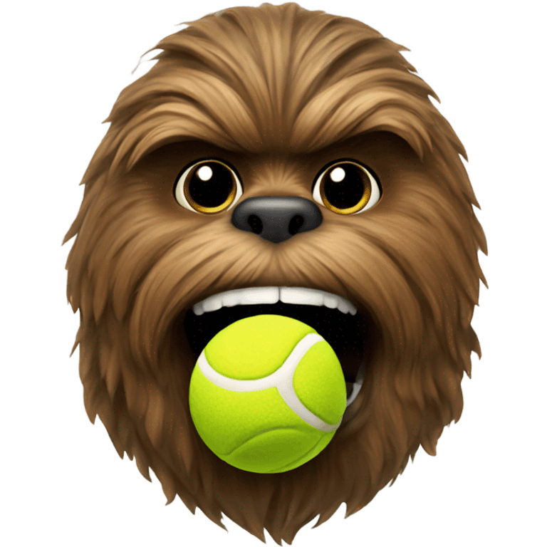 Chewie with a tennis ball in His mouth emoji