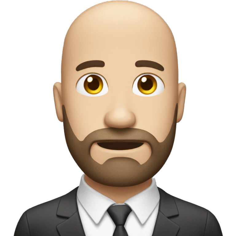 Bald CFO with medium beard, not happy emoji