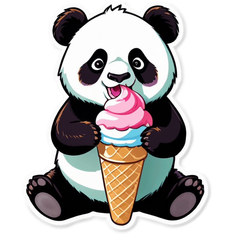 Panda eating ice cream emoji