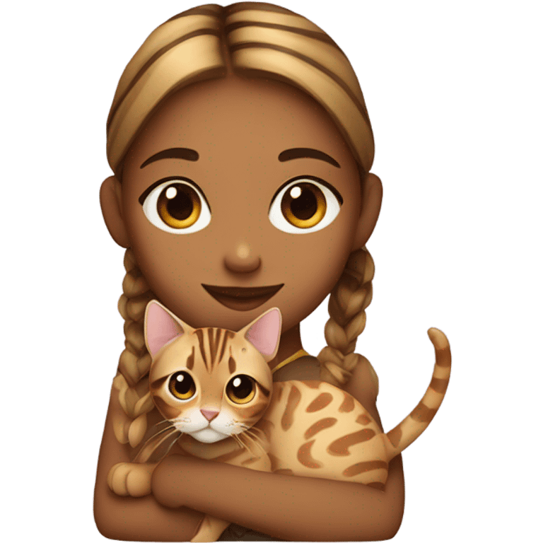 Girl with bengal cat emoji