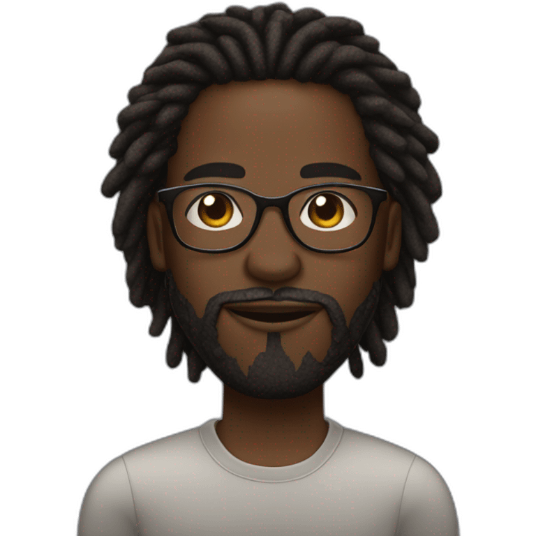 A dark skin african american man with clear glasses, and beard, and dreadlocks in two strand twists emoji