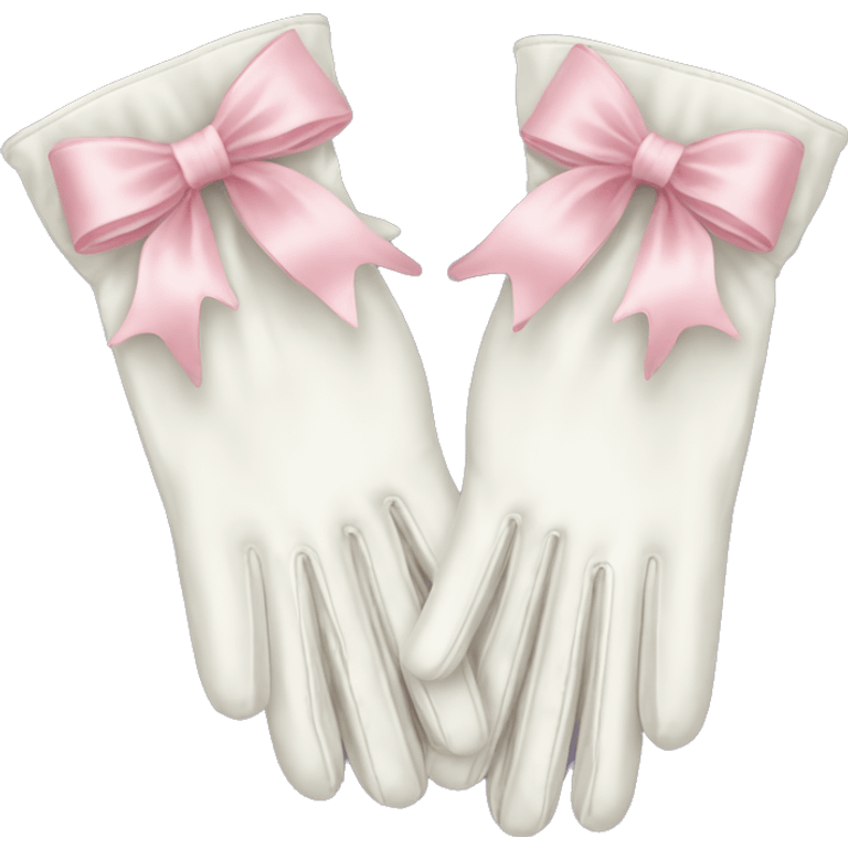 vintage rococo white gloves with light pink bows  emoji