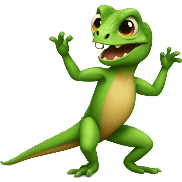 Lizard singing and dancing emoji