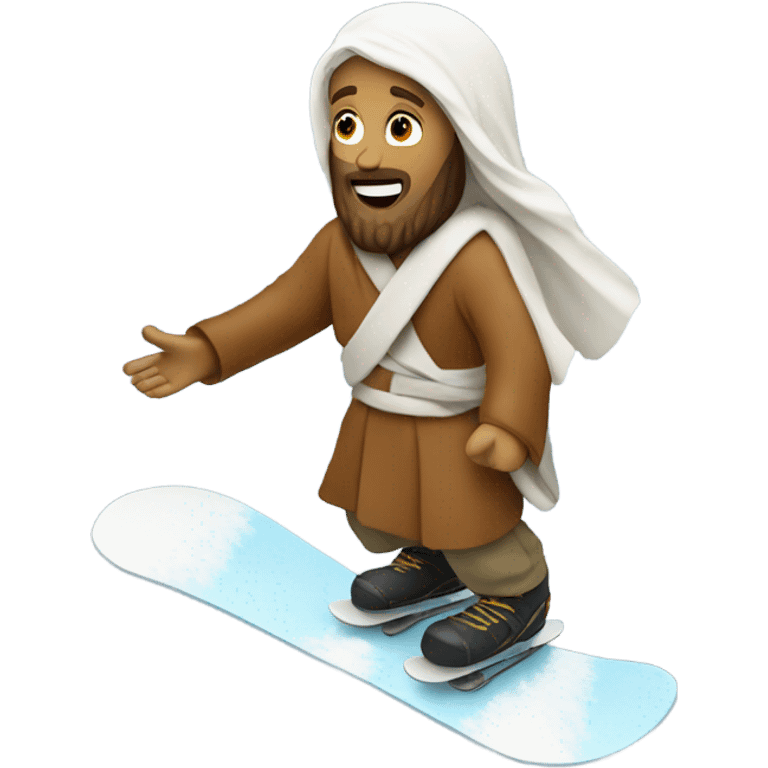 Jesus snowboarding down a mountain emoji