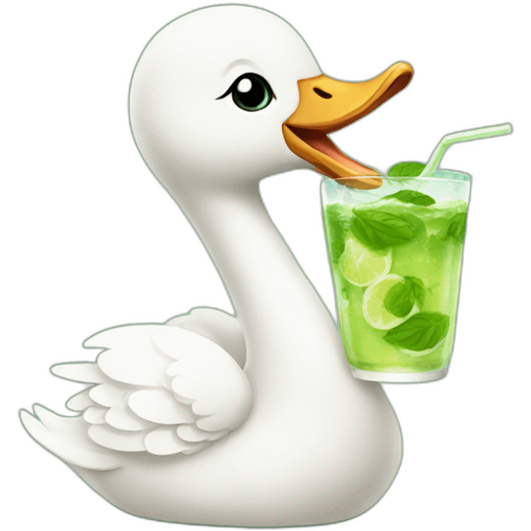 baby swan drinking mojito emoji