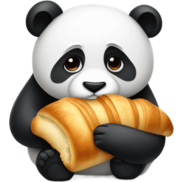 Sad panda eating croissant  emoji