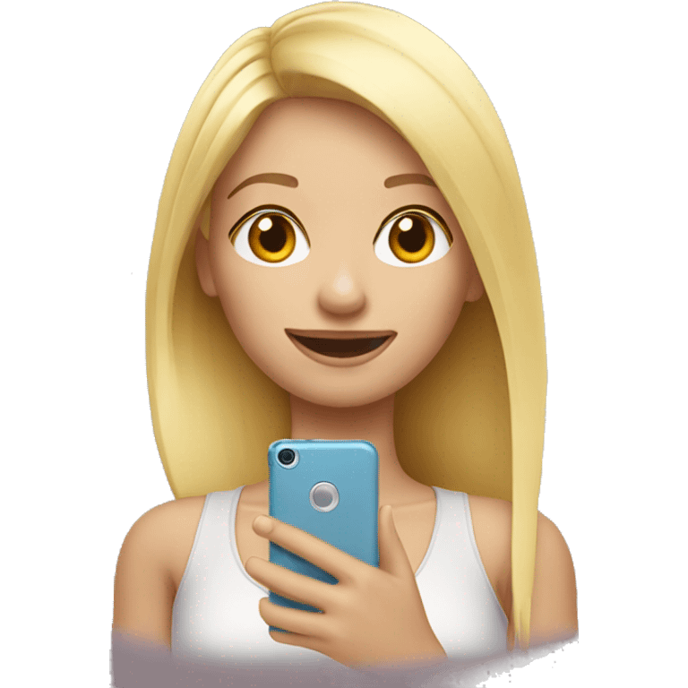 blonde girl taking selfie emoji