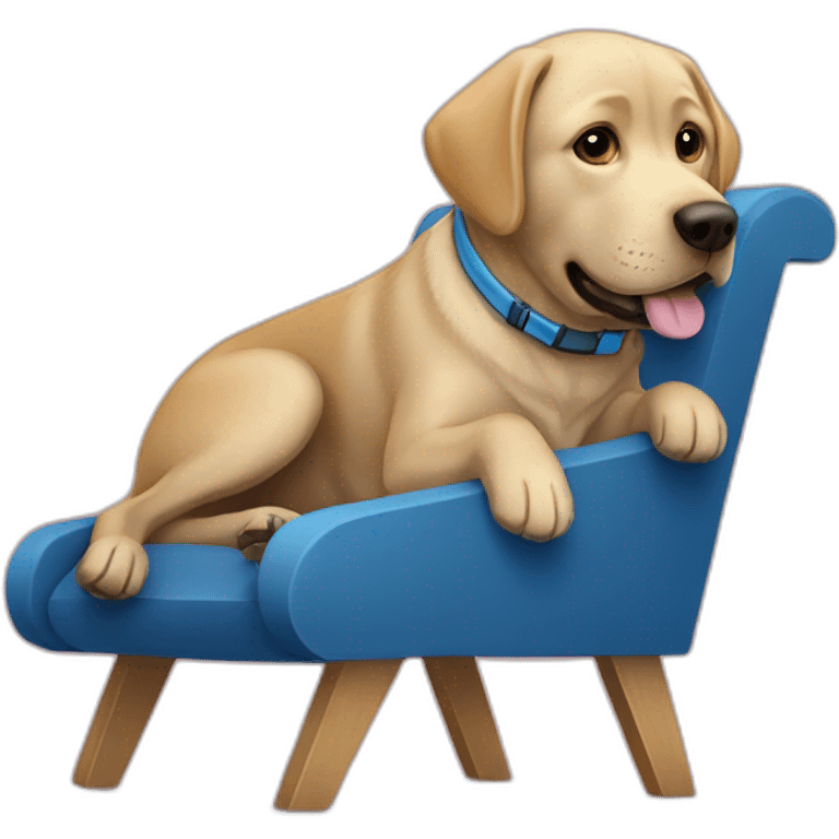 Labrador avec une cape bleu avec personne en fauteuil roulant emoji