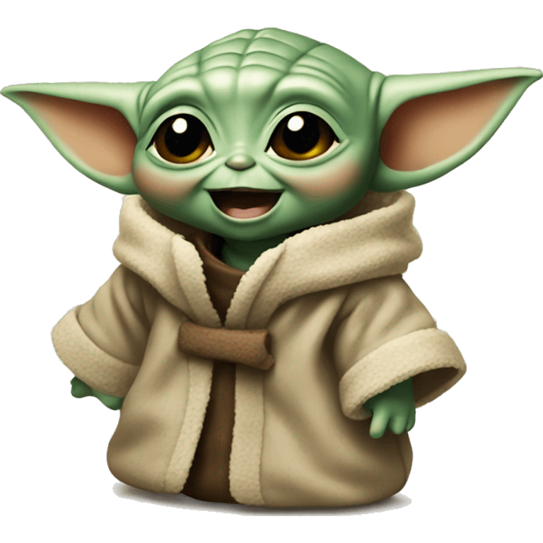 Baby Yoda smiles with open mouth emoji