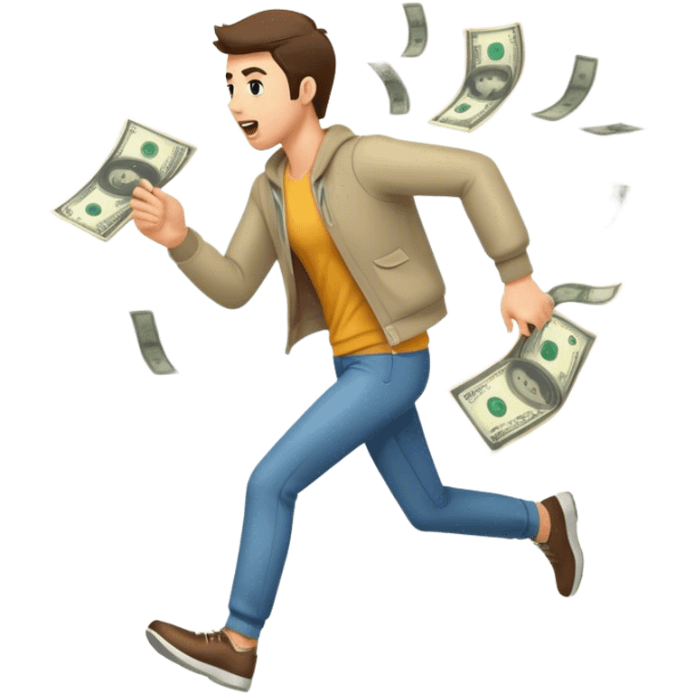 guy running away with money  emoji