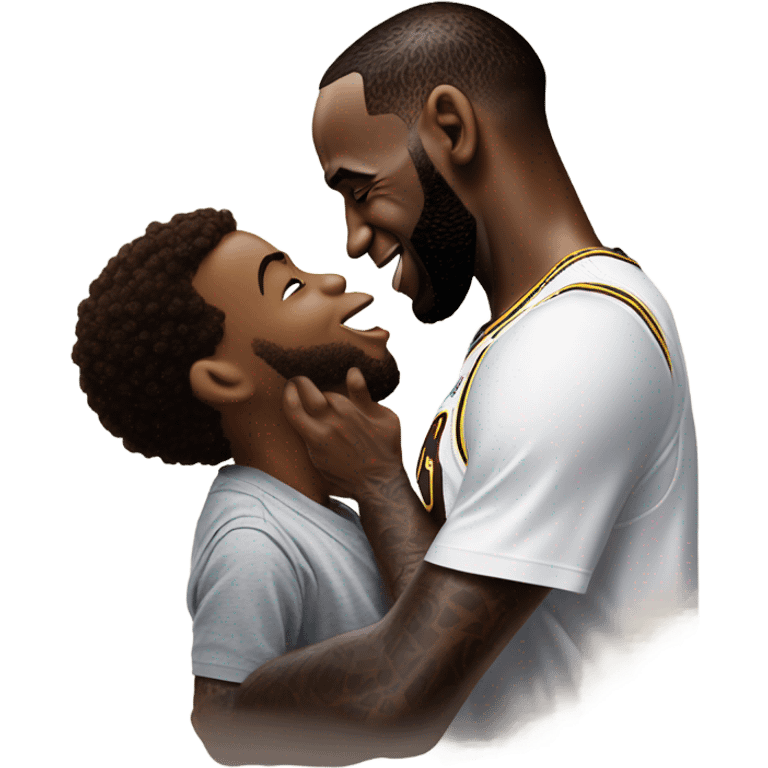 LeBron kissing bronny James emoji