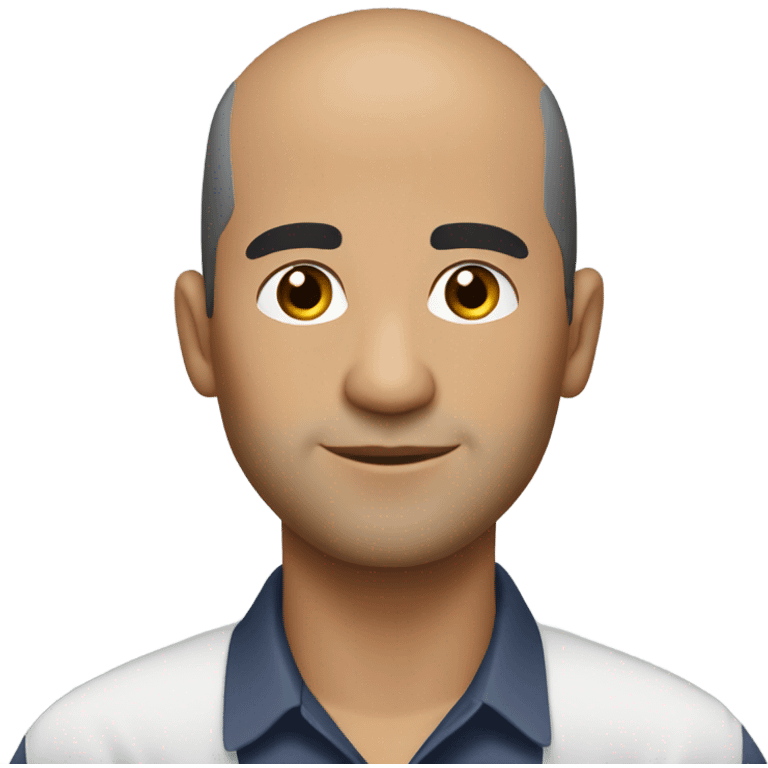 Working at my desk remotely from home balding Hispanic male with black balding hair and lighter skin emoji