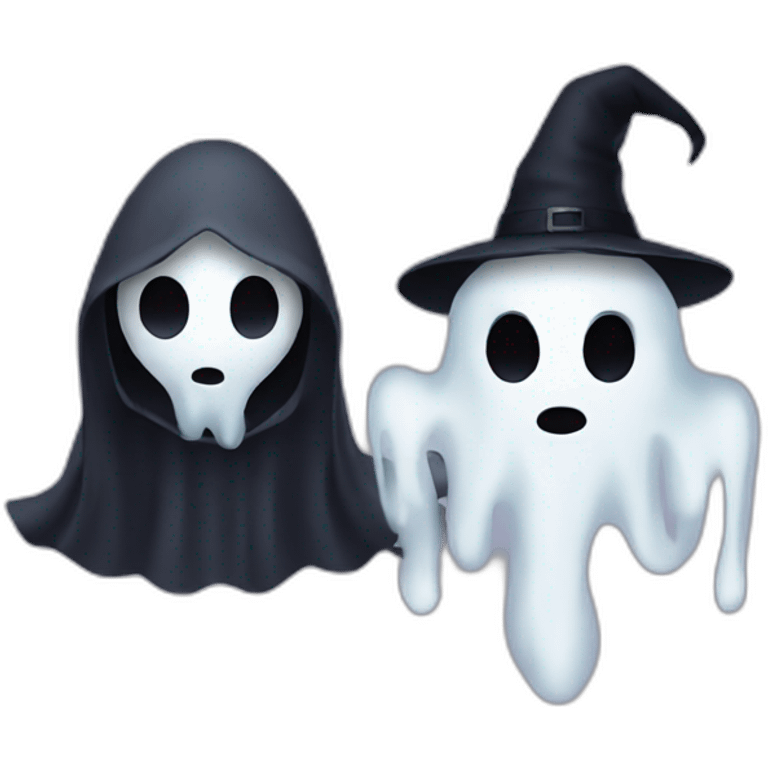 A ghost and a witch emoji