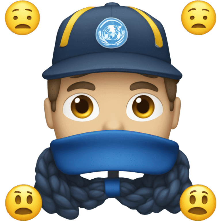 Un emoji de una persona con gorra azul marino que tenga escrito al frente la siglas PCAD emoji