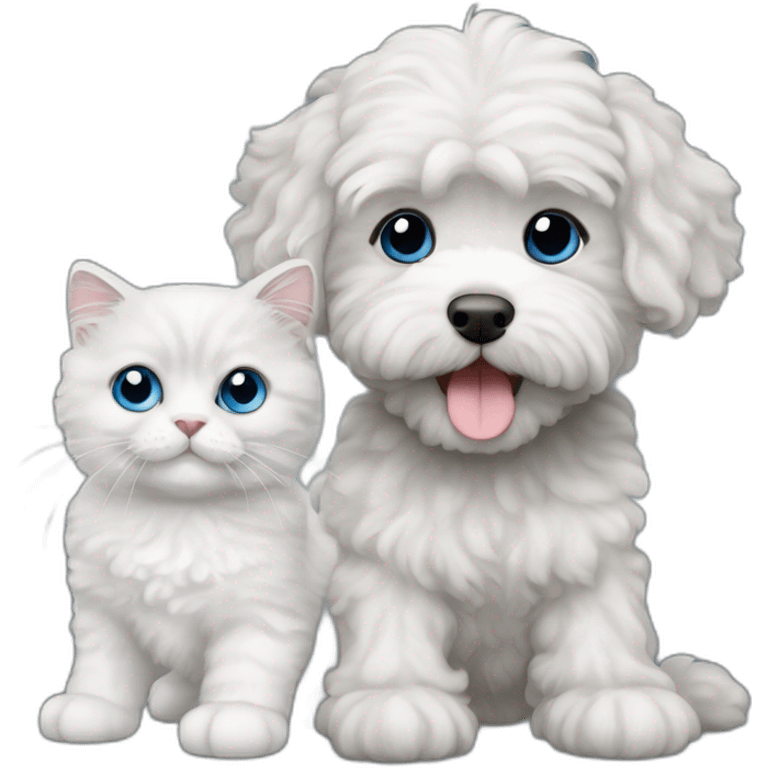 A blue-eyed gray cat with a white maltipoo emoji