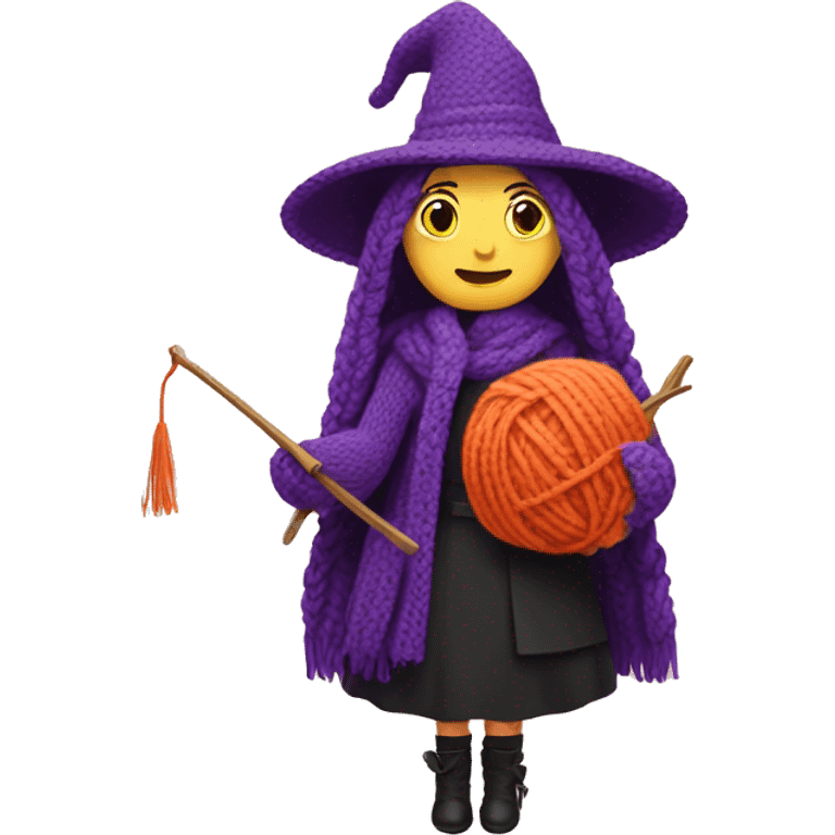 knitting and witch emoji