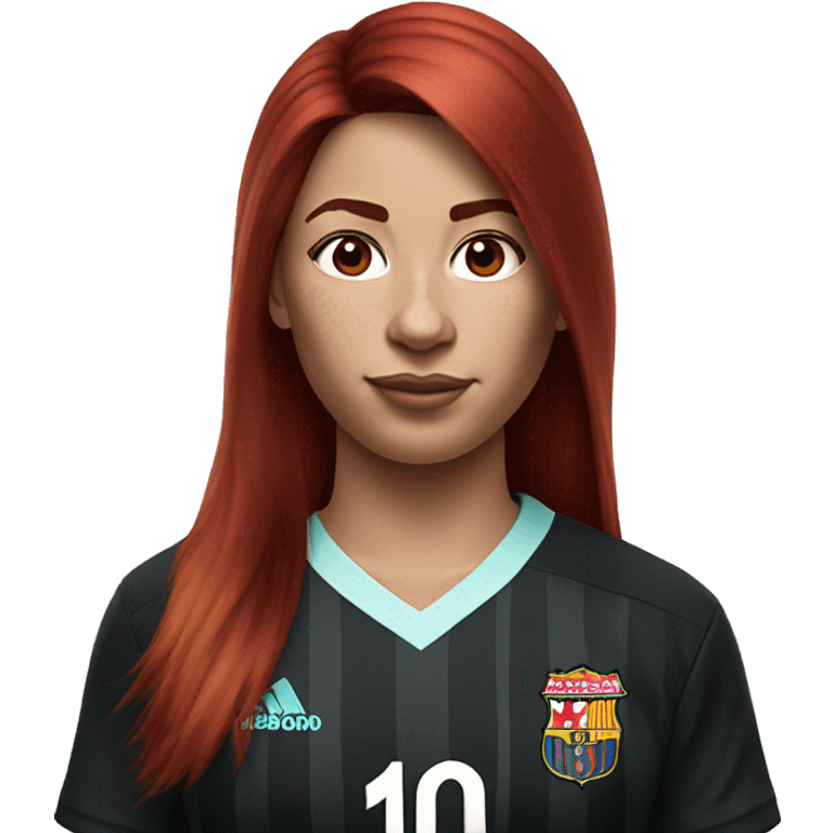 Dark red hair girl with messi Miami black jersey emoji