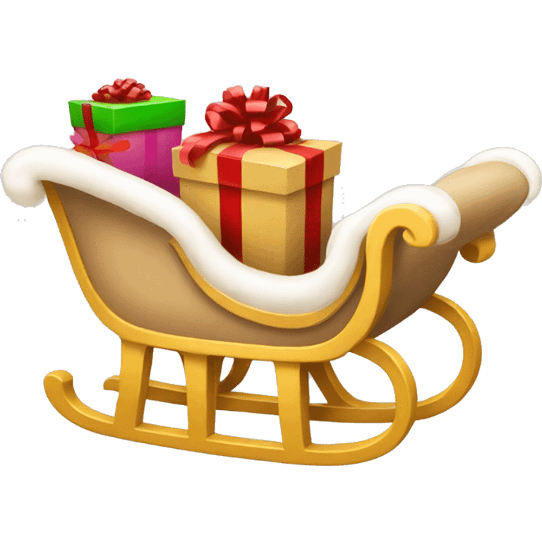 beige sleigh with gifts emoji