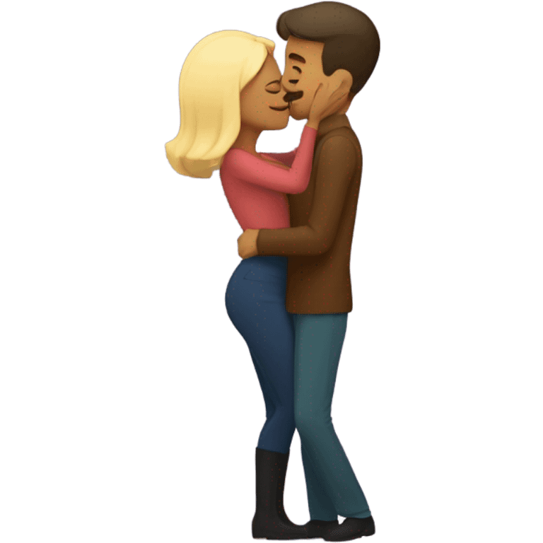 Woman kissing man on cheek and saying happy new year emoji