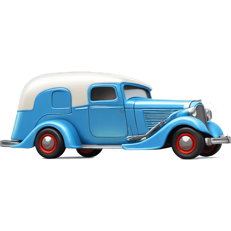 Hot wheels style, hot rod caravan,1935 pulling trailer,pearl blue  emoji