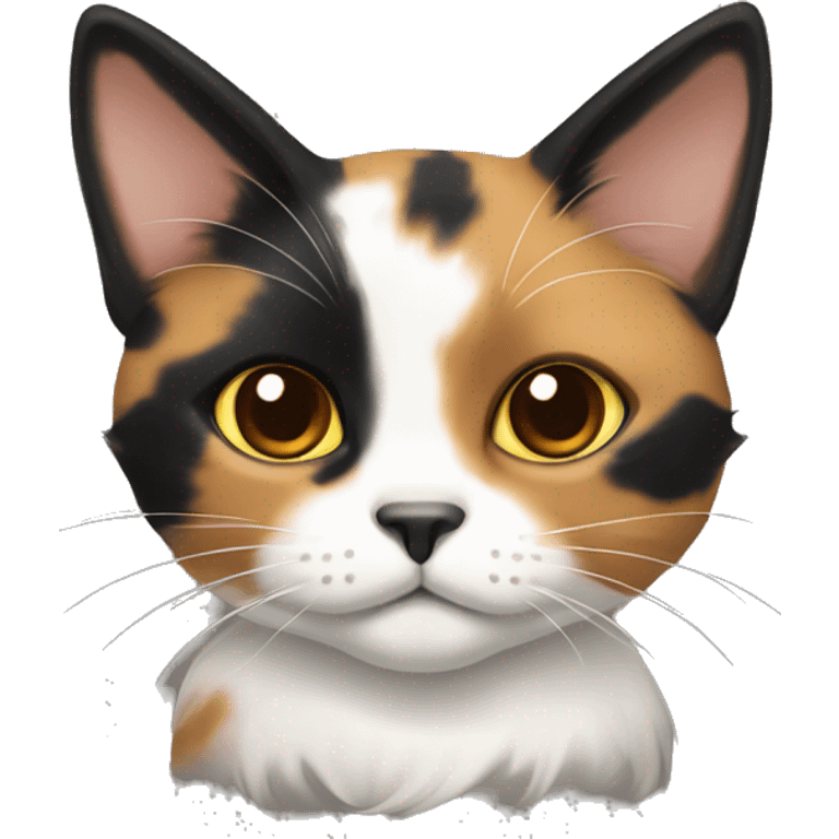 Calico cat mainly black and tiny splotches of brown emoji