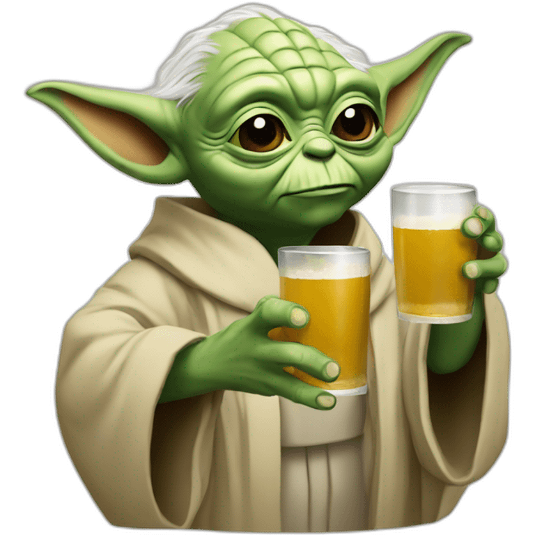 Yoda drinking a beert emoji