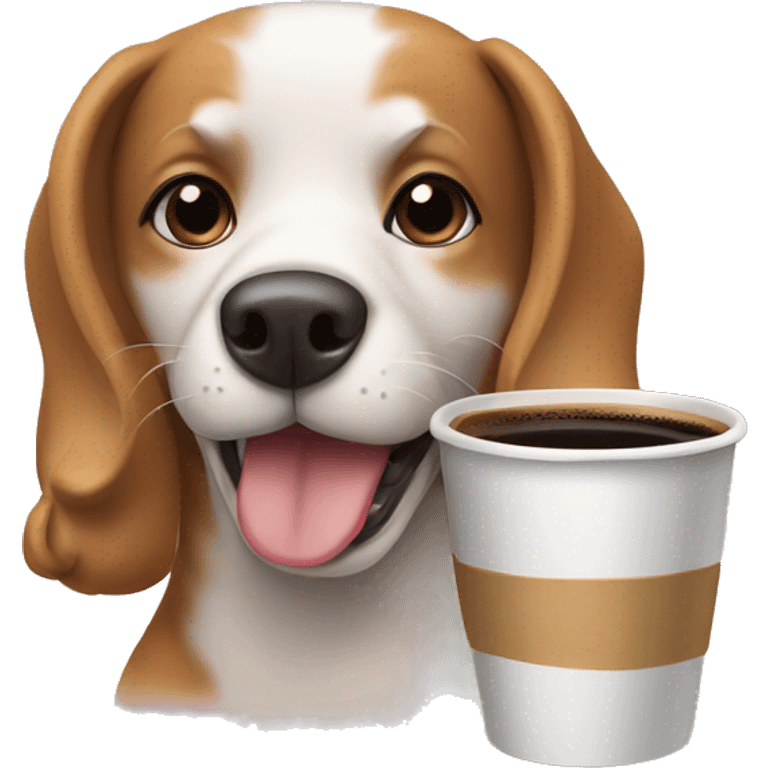 dog with a coffee cup emoji