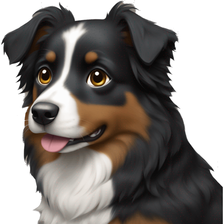 Small black australian shepherd dog with armor emoji