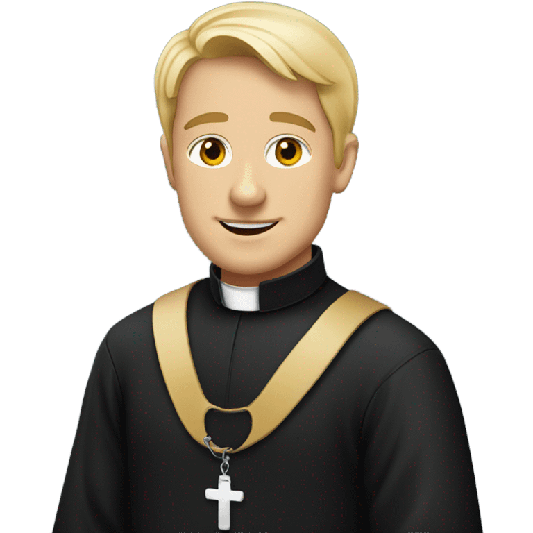 blond Vicar wearing black shirt and dog collar standing emoji