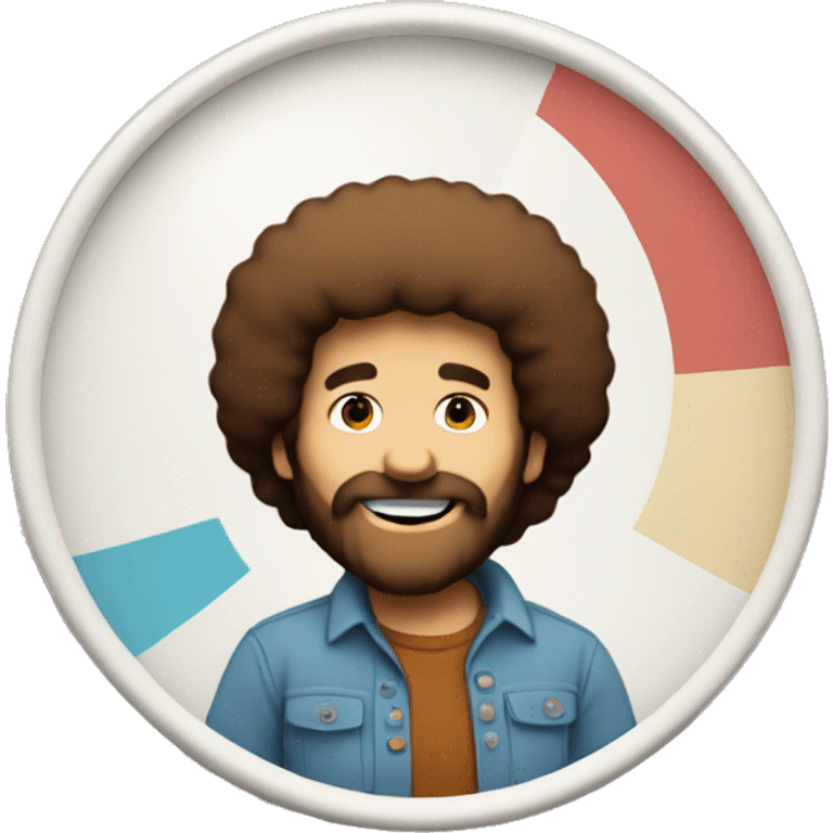 bob ross holding a painting showing a pie chart emoji