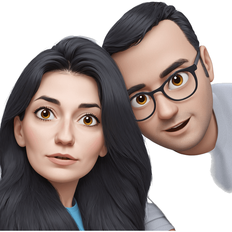 black-haired girl and boy emoji