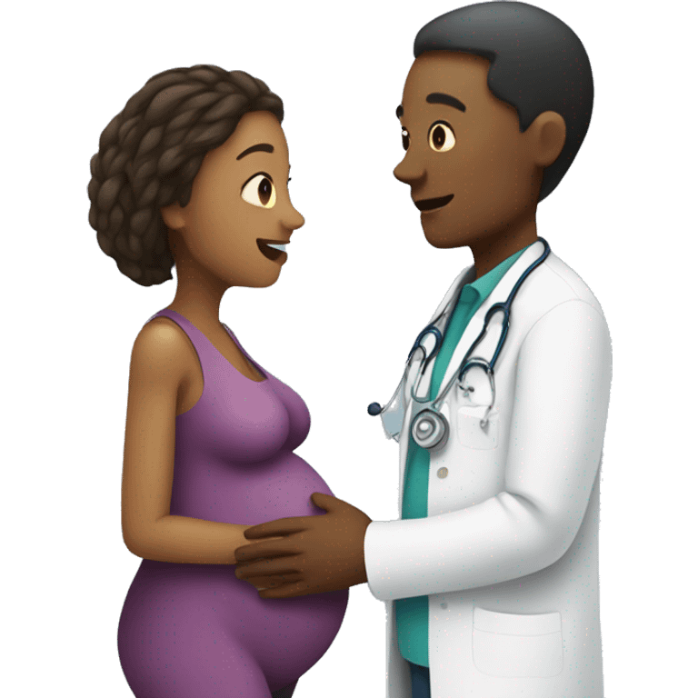 pregnant woman talking to a doctor emoji