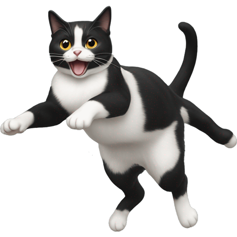 Tuxedo cat jumping  emoji