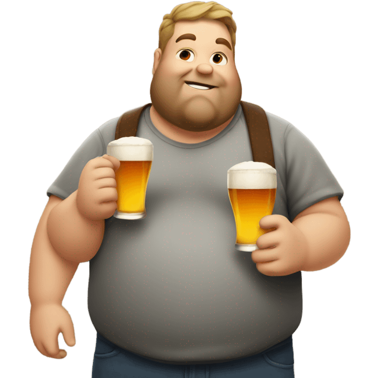 Fat guy drinking a tall beer emoji