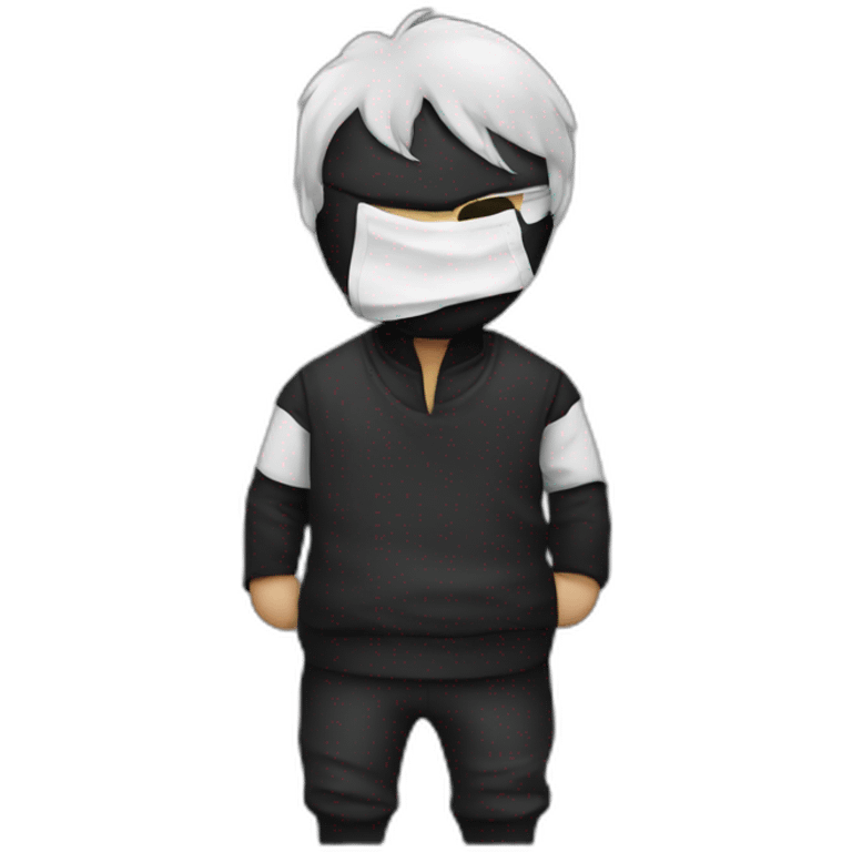 thief wearing a black and white shirt with a black mask emoji