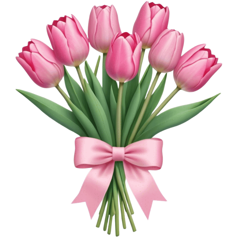 pastel pink tulip bouquet with a high quality bow emoji