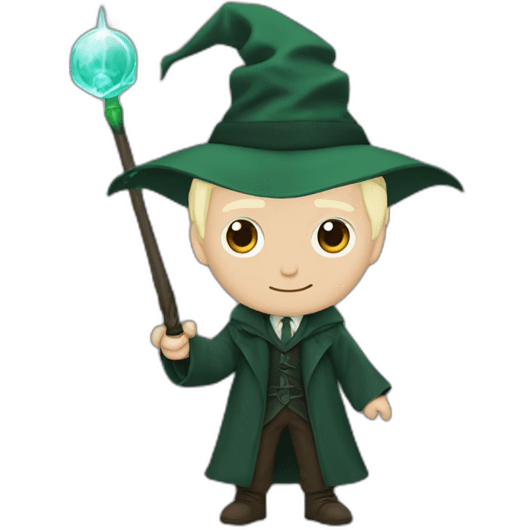 Draco malfoy with A wand and Sorting hat emoji