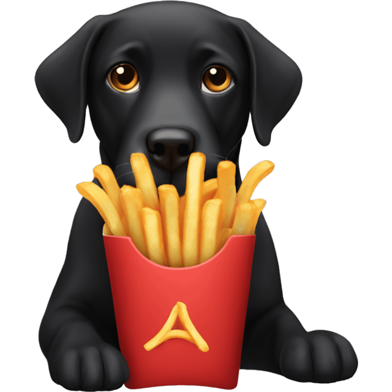 Black lab eating French fries emoji