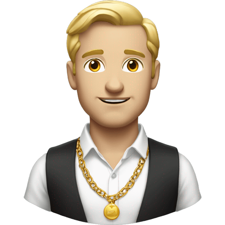 white man with formal clothes with open shirt and gold necklace emoji