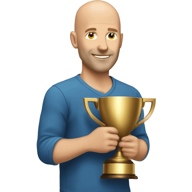 Bald Caucasian man with trophy  emoji