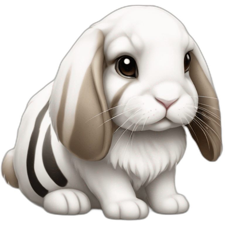 holland lop rabbit with floppy ears and tiger stripes emoji