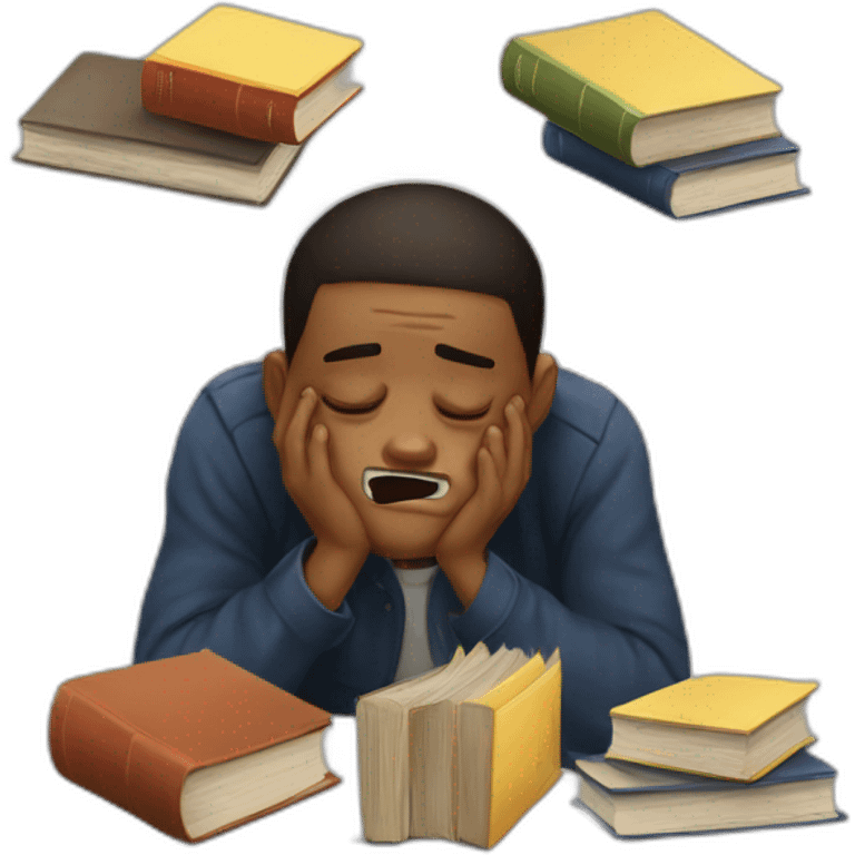 Student with books is crying with tears on his face emoji