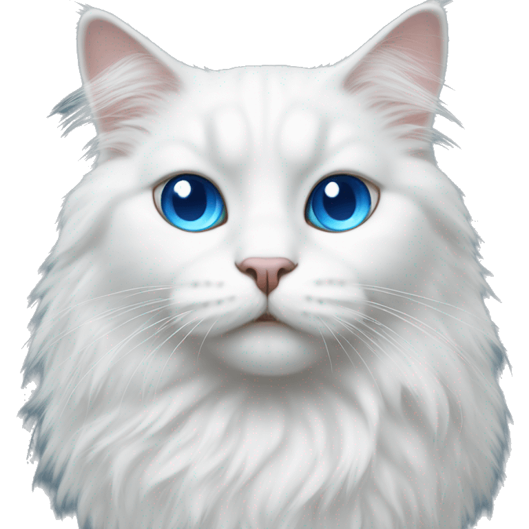 A white fluffy cat with blue eyes emoji