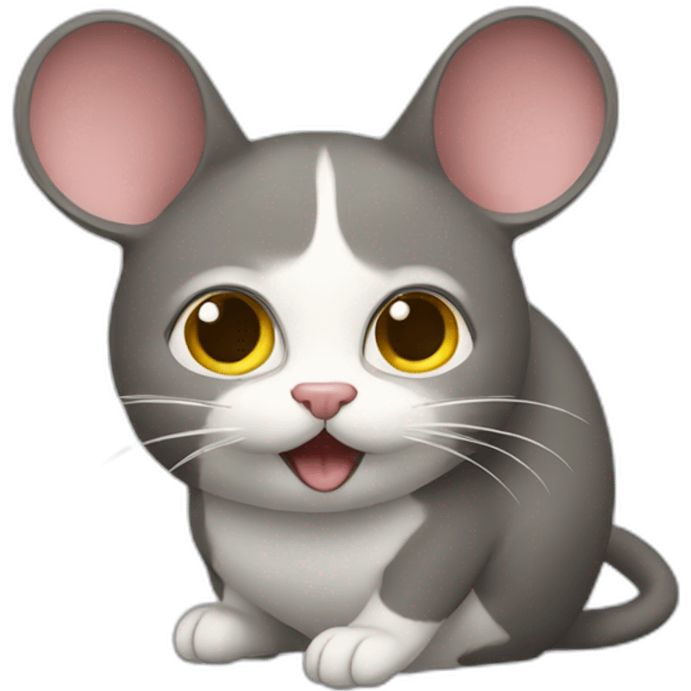 chat qui mange une souris emoji