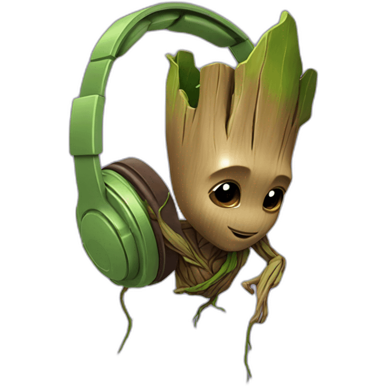 baby groot headphones emoji