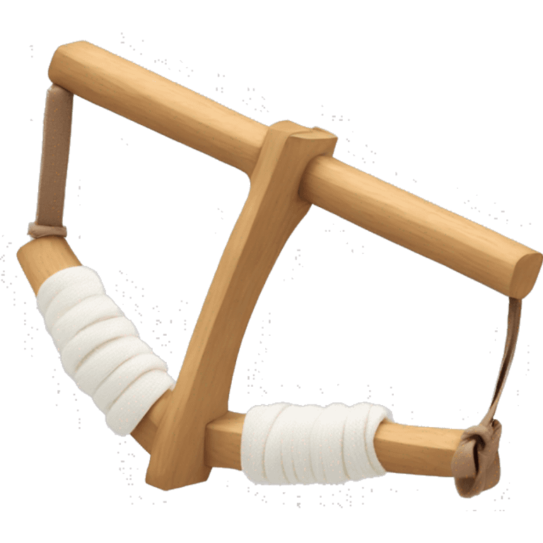 wooden y shaped slingshot with white elastic rubberband emoji